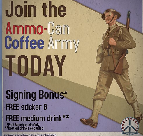 Discounts are given for patrons who carry at Ammo Can Coffee, LLC